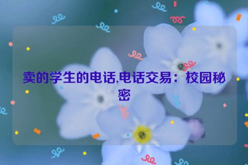 卖的学生的电话,电话交易：校园秘密