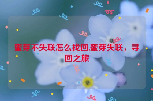 蜜芽不失联怎么找回,蜜芽失联，寻回之旅