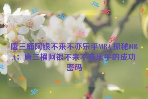 唐三桶阿银不来不亦乐乎MBA,探秘MBA：唐三桶阿银不来不亦乐乎的成功密码