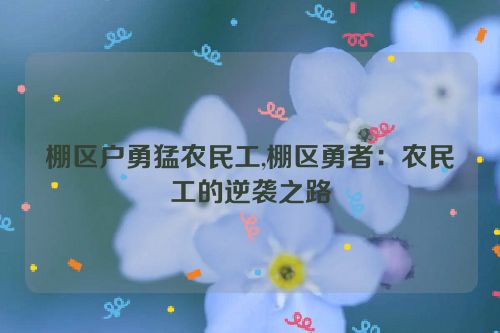 棚区户勇猛农民工,棚区勇者：农民工的逆袭之路