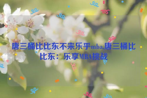 唐三桶比比东不来乐乎mba,唐三桶比比东：乐享MBA挑战