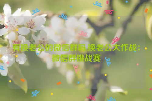 有换老公的微信群吗,换老公大作战：微信群挑战赛