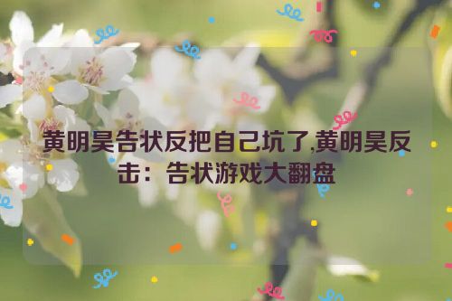 黄明昊告状反把自己坑了,黄明昊反击：告状游戏大翻盘