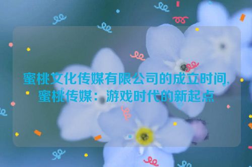 蜜桃文化传媒有限公司的成立时间,蜜桃传媒：游戏时代的新起点