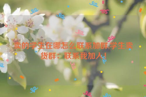 卖的学生在哪怎么联系加群,学生卖货群：联系我加入！